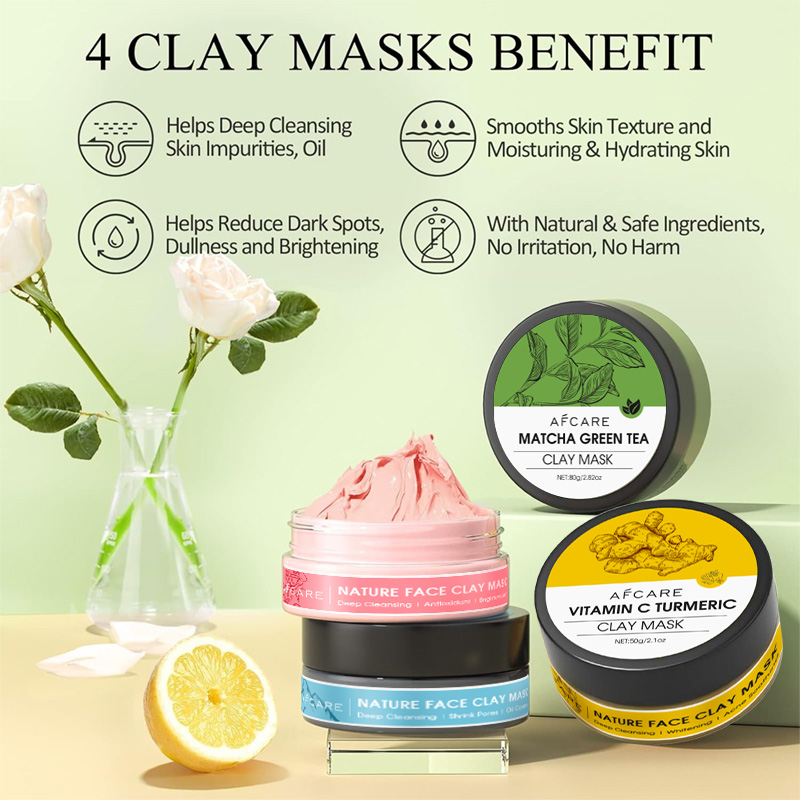 4 Pcs Clay Facial Mask Set Tur - Green Tea Cleansing Clay Mask ulasan dan harga