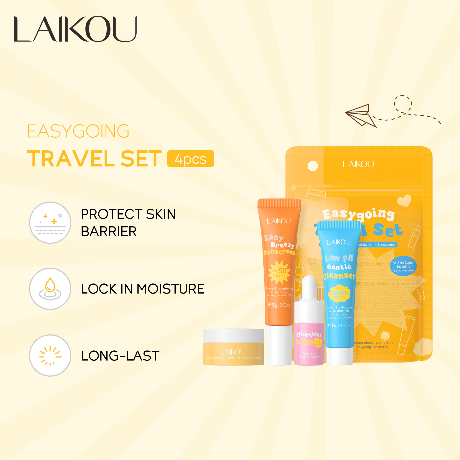 4PCS Laikou Ceramide Travel Su - Hyaluronic Acid Facial Serum ulasan dan harga